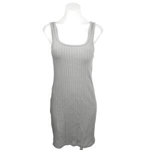 Old Navy Gray Ribbed Knit Square Neck Sleeveless Stretch Bodycon Mini Dress Sz M